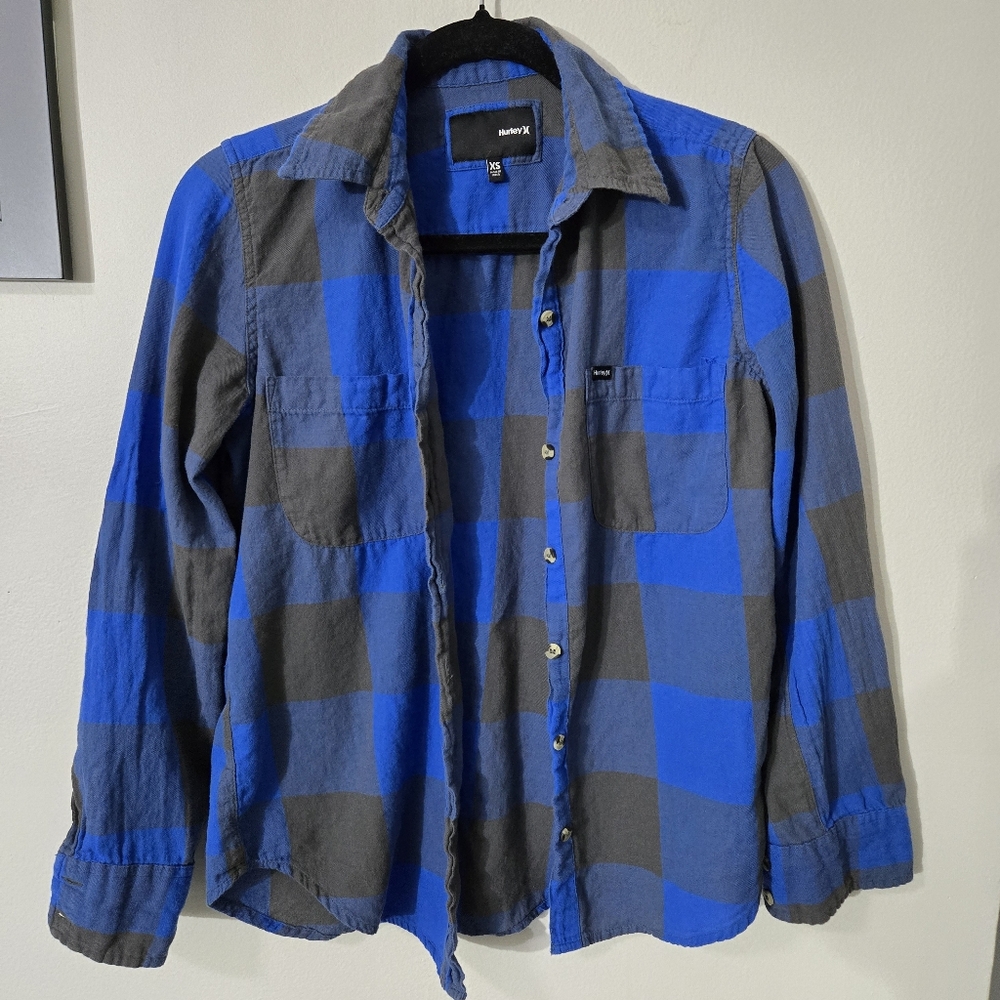 Hurley Button Up Plaid Shirt, XS, EUC